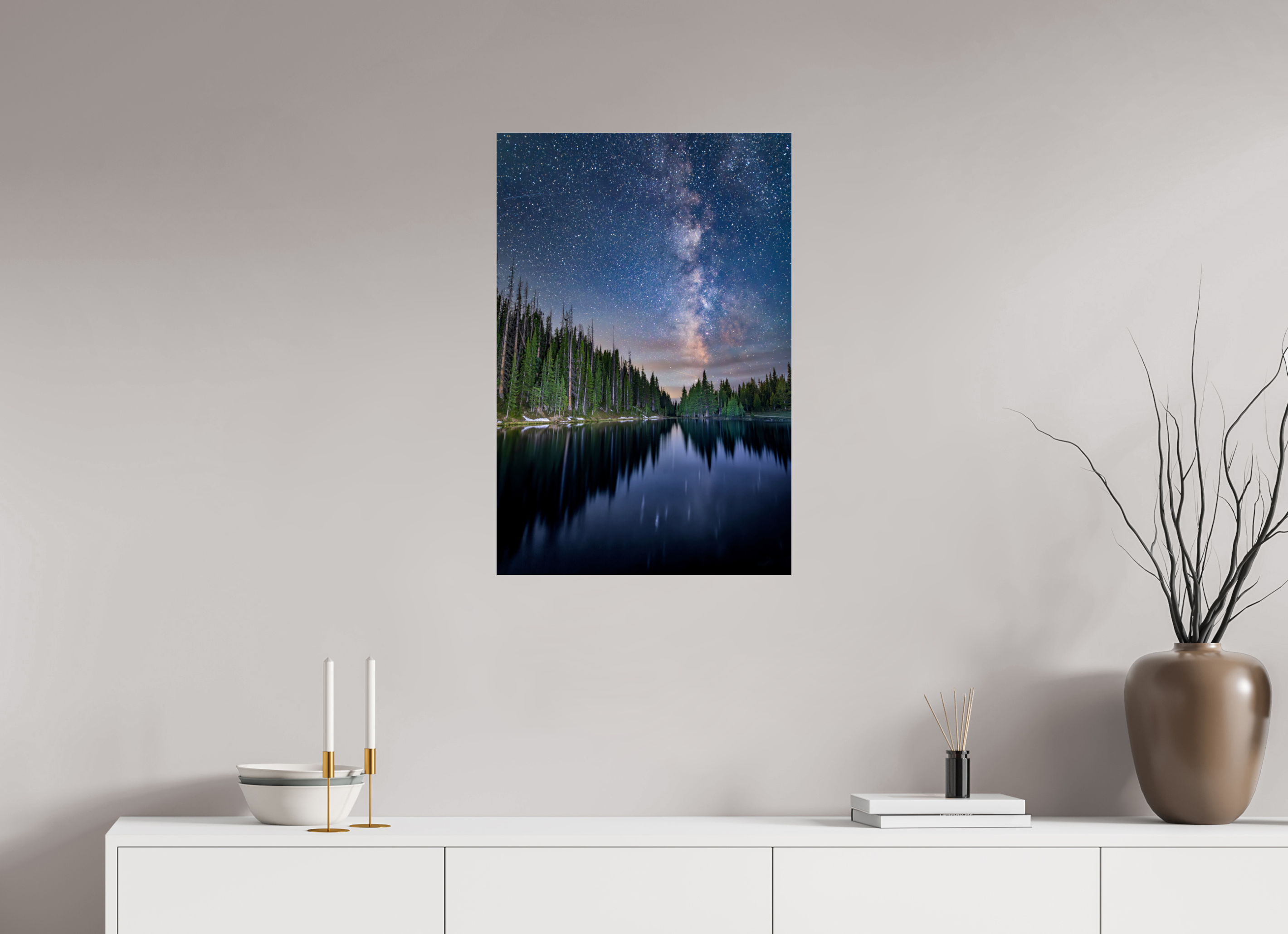20 x 30″, Photo Print On Fuji Crystal DP II Rocky Mountain National Park Milky Way Reflection