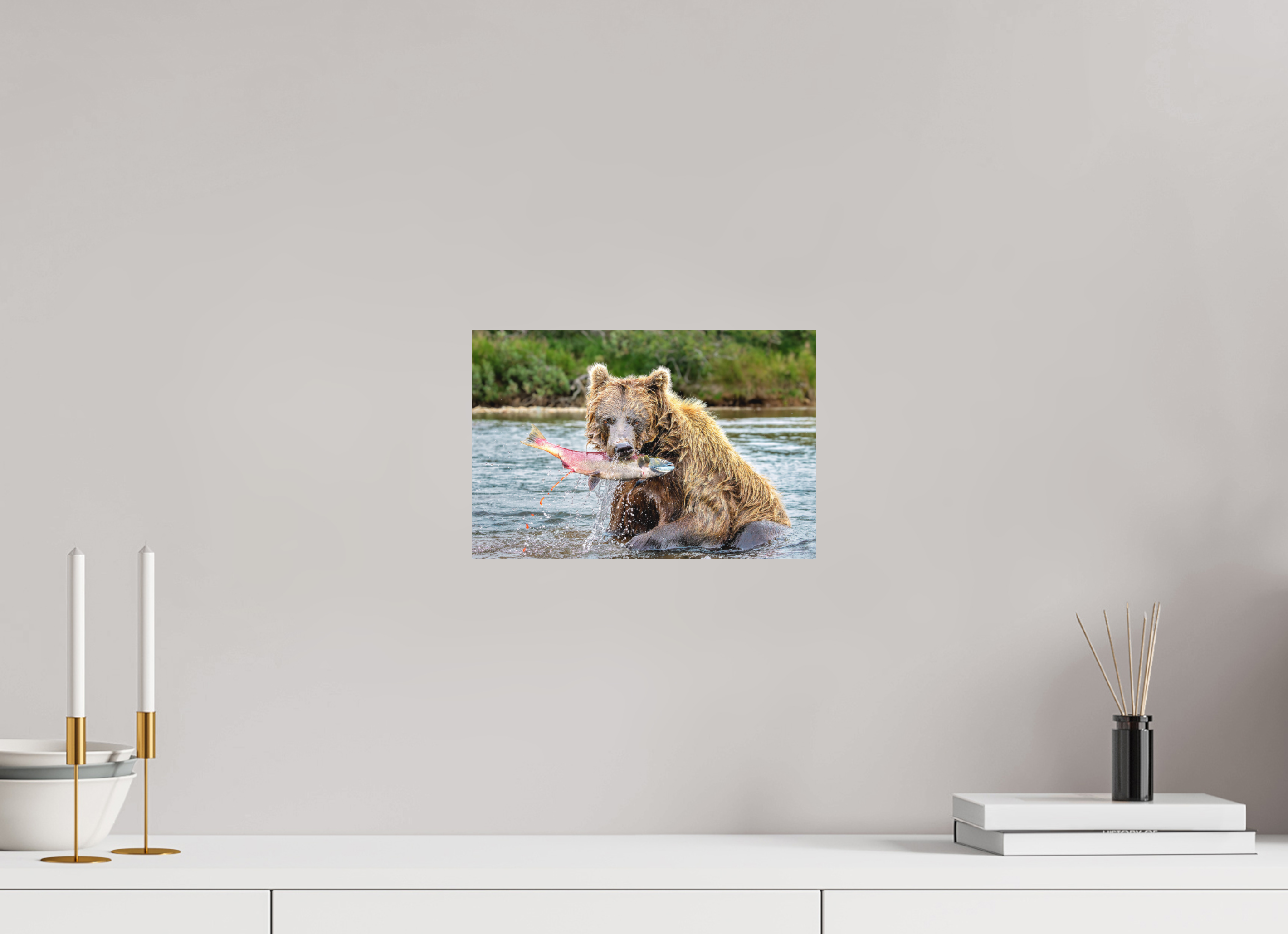 12 x 8″, Matte Photo Print Fuji Crystal DP II Brown Bear Catches Sockeye Salmon
