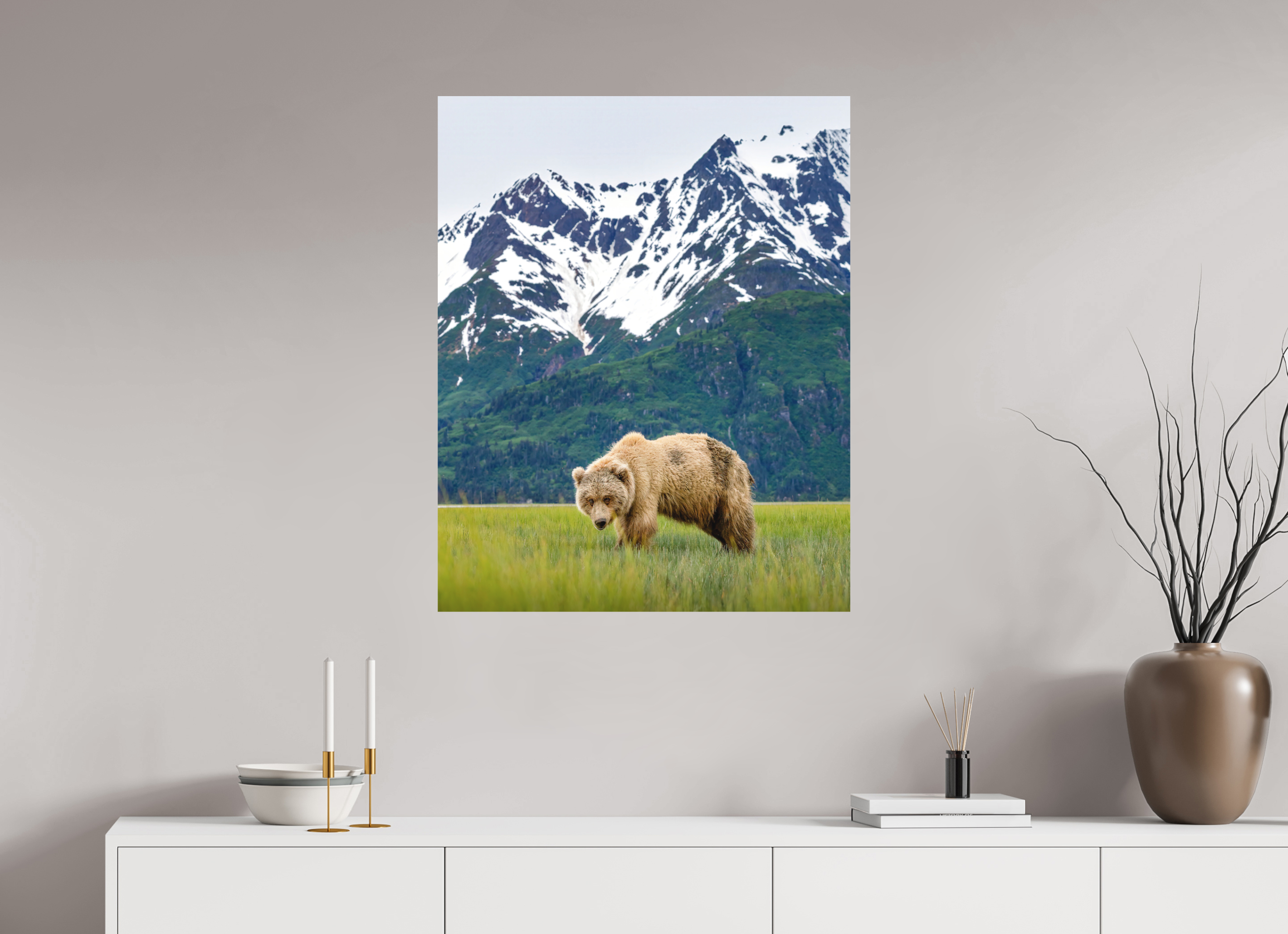28 x 35″, Matte Photo Print Fuji Crystal DP II Brown Bear Lake Clark Alaska