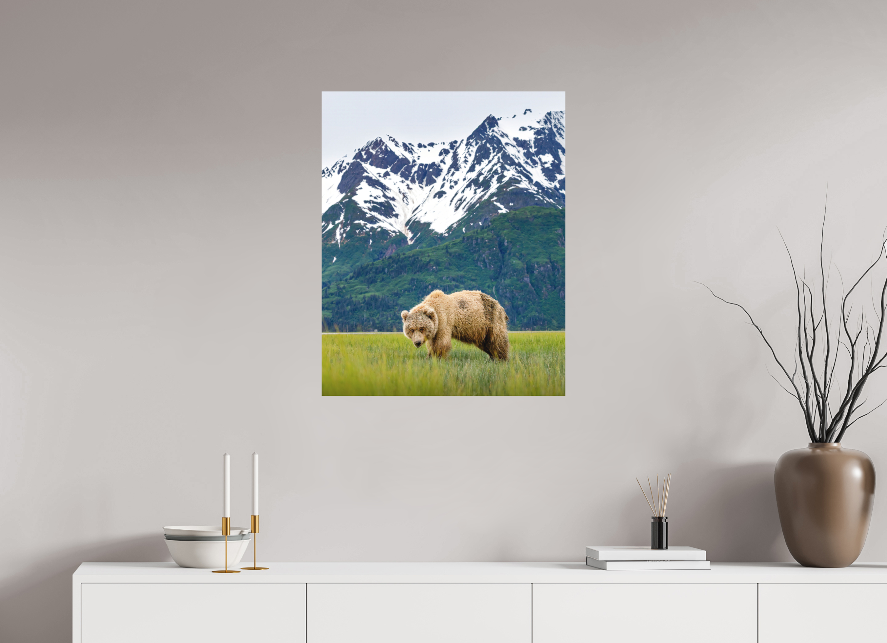 24 x 30″, Matte Photo Print Fuji Crystal DP II Brown Bear Lake Clark Alaska